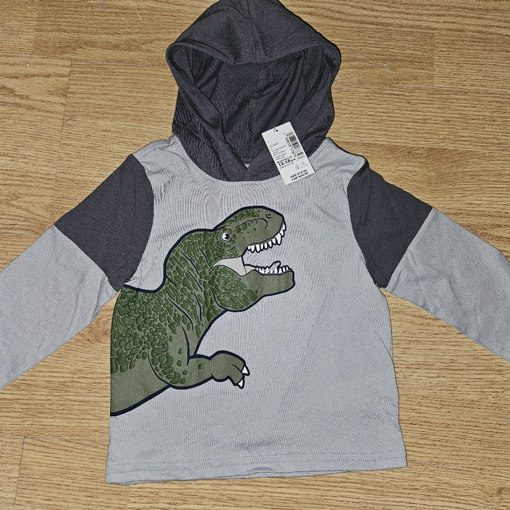 Children's Place Baby Gift Unisex Dinosaur Hoodie 12-18 Toddler Soft & Cozy NWT